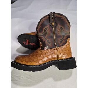 Justin Gypsy Women's L9900  Cowgirl  Boots Ostrich Print Size 5 1/2 B NWOB